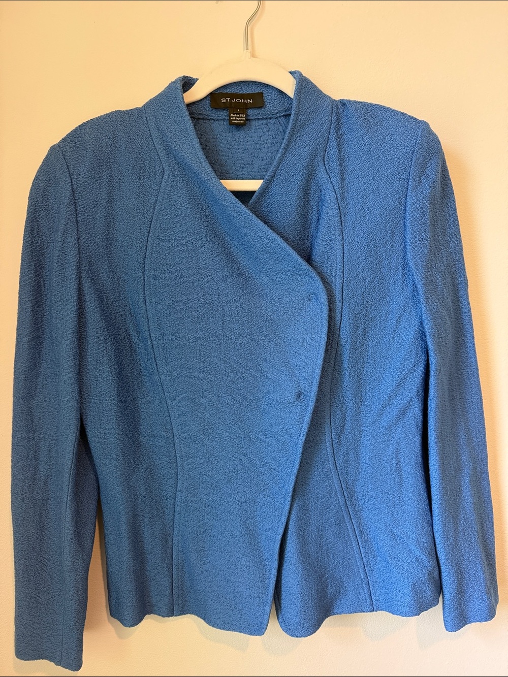 St. John Blue Textured Knit Blazer